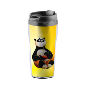 Термокружка-непроливайка с принтом Кунг фу панда в Курске, внутренняя часть — пищевой пластик, наружная часть — прозрачный пластик, между ними — полиграфическая вставка с рисунком | объем — 350 мл, герметичная крышка | Тематика изображения на принте: kung fu | kung fu panda | panda | кунг фу | кунг фу панда | кунгфу | панда. кунг фу | по