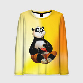 Женский лонгслив 3D с принтом Кунг фу панда в Курске, 100% полиэстер | длинные рукава, круглый вырез горловины, полуприлегающий силуэт | kung fu | kung fu panda | panda | кунг фу | кунг фу панда | кунгфу | панда. кунг фу | по