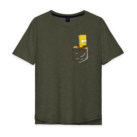 Мужская футболка хлопок Oversize с принтом Карманный Барт в Курске, 100% хлопок | свободный крой, круглый ворот, “спинка” длиннее передней части | карманный барт pocket bart simpson homer симп