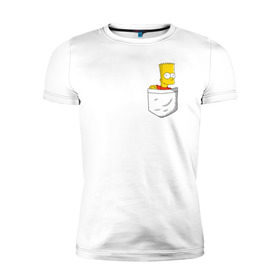 Мужская футболка премиум с принтом Карманный Барт в Курске, 92% хлопок, 8% лайкра | приталенный силуэт, круглый вырез ворота, длина до линии бедра, короткий рукав | карманный барт pocket bart simpson homer симп