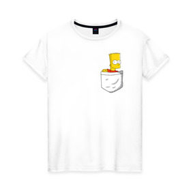 Женская футболка хлопок с принтом Карманный Барт в Курске, 100% хлопок | прямой крой, круглый вырез горловины, длина до линии бедер, слегка спущенное плечо | карманный барт pocket bart simpson homer симп
