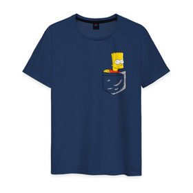 Мужская футболка хлопок с принтом Карманный Барт в Курске, 100% хлопок | прямой крой, круглый вырез горловины, длина до линии бедер, слегка спущенное плечо. | карманный барт pocket bart simpson homer симп