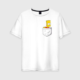 Женская футболка хлопок Oversize с принтом Карманный Барт в Курске, 100% хлопок | свободный крой, круглый ворот, спущенный рукав, длина до линии бедер
 | карманный барт pocket bart simpson homer симп