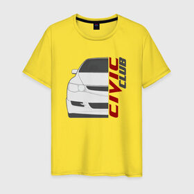 Мужская футболка хлопок с принтом Honda Civic Club в Курске, 100% хлопок | прямой крой, круглый вырез горловины, длина до линии бедер, слегка спущенное плечо. | civic | honda civic clubhonda