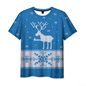 Мужская футболка 3D с принтом Олень - класс в Курске, 100% полиэфир | прямой крой, круглый вырез горловины, длина до линии бедер | зима | новый год | олень | снег | снежинки