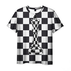 Мужская футболка 3D с принтом Ферзь в Курске, 100% полиэфир | прямой крой, круглый вырез горловины, длина до линии бедер | Тематика изображения на принте: клетки | ферзь | шахматная доска | шахматы