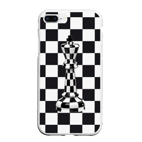 Чехол для iPhone 7Plus/8 Plus матовый с принтом Ферзь в Курске, Силикон | Область печати: задняя сторона чехла, без боковых панелей | клетки | ферзь | шахматная доска | шахматы