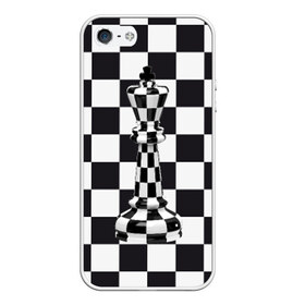 Чехол для iPhone 5/5S матовый с принтом Ферзь в Курске, Силикон | Область печати: задняя сторона чехла, без боковых панелей | Тематика изображения на принте: клетки | ферзь | шахматная доска | шахматы