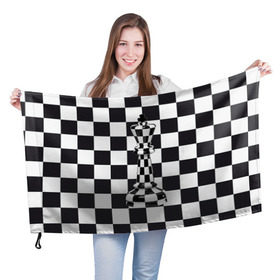 Флаг 3D с принтом Ферзь в Курске, 100% полиэстер | плотность ткани — 95 г/м2, размер — 67 х 109 см. Принт наносится с одной стороны | Тематика изображения на принте: клетки | ферзь | шахматная доска | шахматы