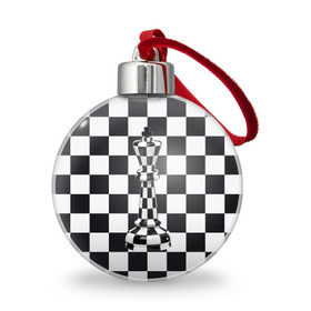 Ёлочный шар с принтом Ферзь в Курске, Пластик | Диаметр: 77 мм | Тематика изображения на принте: клетки | ферзь | шахматная доска | шахматы