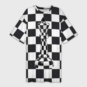 Платье-футболка 3D с принтом Ферзь в Курске,  |  | клетки | ферзь | шахматная доска | шахматы
