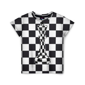 Детская футболка 3D с принтом Ферзь в Курске, 100% гипоаллергенный полиэфир | прямой крой, круглый вырез горловины, длина до линии бедер, чуть спущенное плечо, ткань немного тянется | Тематика изображения на принте: клетки | ферзь | шахматная доска | шахматы