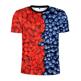 Мужская футболка 3D спортивная с принтом Ягодка в Курске, 100% полиэстер с улучшенными характеристиками | приталенный силуэт, круглая горловина, широкие плечи, сужается к линии бедра | Тематика изображения на принте: клубника | малина | черника | ягода | ягодка | ягодный