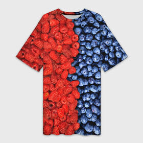 Платье-футболка 3D с принтом Ягодка в Курске,  |  | Тематика изображения на принте: клубника | малина | черника | ягода | ягодка | ягодный