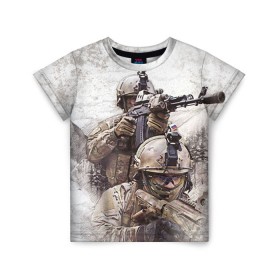 Детская футболка 3D с принтом ФСБ Альфа в Курске, 100% гипоаллергенный полиэфир | прямой крой, круглый вырез горловины, длина до линии бедер, чуть спущенное плечо, ткань немного тянется | армия | военный | рф | служба | стрелок | структура