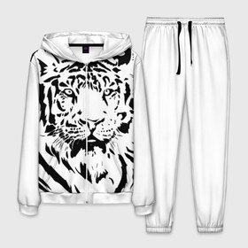 Мужской костюм 3D с принтом Тигр в Курске, 100% полиэстер | Манжеты и пояс оформлены тканевой резинкой, двухслойный капюшон со шнурком для регулировки, карманы спереди | взгляд | тигр | трафарет | хищник