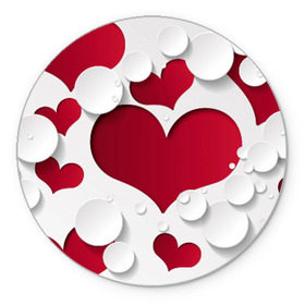 Коврик круглый с принтом Сердца в Курске, резина и полиэстер | круглая форма, изображение наносится на всю лицевую часть | любовь | орнамент | праздник | сердца