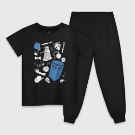 Детская пижама хлопок с принтом ARTIFACTS WHO в Курске, 100% хлопок |  брюки и футболка прямого кроя, без карманов, на брюках мягкая резинка на поясе и по низу штанин
 | 
