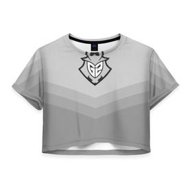 Женская футболка 3D укороченная с принтом G2 eSports в Курске, 100% полиэстер | круглая горловина, длина футболки до линии талии, рукава с отворотами | csgo | cyber | esports | g2 | team | г2 | ксго