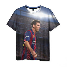 Мужская футболка 3D с принтом Messi в Курске, 100% полиэфир | прямой крой, круглый вырез горловины, длина до линии бедер | месси