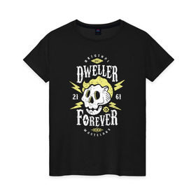 Женская футболка хлопок с принтом Dweller Forever в Курске, 100% хлопок | прямой крой, круглый вырез горловины, длина до линии бедер, слегка спущенное плечо | boy | fallout | pip | vault | убежище | фаллаут