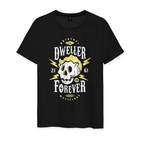 Мужская футболка хлопок с принтом Dweller Forever в Курске, 100% хлопок | прямой крой, круглый вырез горловины, длина до линии бедер, слегка спущенное плечо. | boy | fallout | pip | vault | убежище | фаллаут