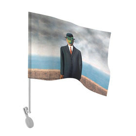 Флаг для автомобиля с принтом Сын человеческий в Курске, 100% полиэстер | Размер: 30*21 см | art | искусство | рене | рене магритт | сын человеческий