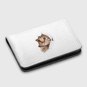 Картхолдер с принтом с принтом Котик в Курске, натуральная матовая кожа | размер 7,3 х 10 см; кардхолдер имеет 4 кармана для карт; | кот | котенок | котик | кошка | милый