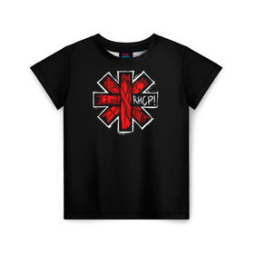 Детская футболка 3D с принтом Red Hot Chili Peppers в Курске, 100% гипоаллергенный полиэфир | прямой крой, круглый вырез горловины, длина до линии бедер, чуть спущенное плечо, ткань немного тянется | Тематика изображения на принте: chili | heavy | hot | metal | peppers | red | rhcp | rock | trash | кидис | метал | рок | хеви | энтони