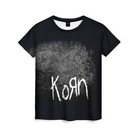 Женская футболка 3D с принтом KoЯn в Курске, 100% полиэфир ( синтетическое хлопкоподобное полотно) | прямой крой, круглый вырез горловины, длина до линии бедер | korn | metal | rock | группы | корн | метал | рок