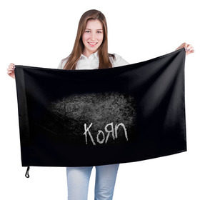 Флаг 3D с принтом KoЯn в Курске, 100% полиэстер | плотность ткани — 95 г/м2, размер — 67 х 109 см. Принт наносится с одной стороны | korn | metal | rock | группы | корн | метал | рок