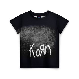 Детская футболка 3D с принтом KoЯn в Курске, 100% гипоаллергенный полиэфир | прямой крой, круглый вырез горловины, длина до линии бедер, чуть спущенное плечо, ткань немного тянется | Тематика изображения на принте: korn | metal | rock | группы | корн | метал | рок