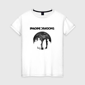 Женская футболка хлопок с принтом Imagine dragons в Курске, 100% хлопок | прямой крой, круглый вырез горловины, длина до линии бедер, слегка спущенное плечо | dragons | imagine | rock | драгонз | имэдж | рок