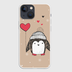 Чехол для iPhone 13 mini с принтом Пингвин с шариком в Курске,  |  | Тематика изображения на принте: пингвин