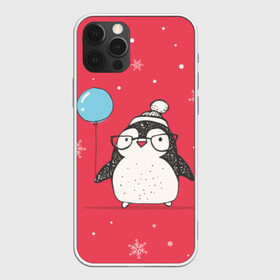 Чехол для iPhone 12 Pro с принтом Пингвин с шариком в Курске, силикон | область печати: задняя сторона чехла, без боковых панелей | Тематика изображения на принте: пингвин