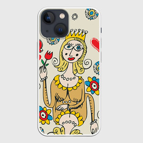 Чехол для iPhone 13 mini с принтом Червовая дама в Курске,  |  | 14 февраля | love | влюбленные | карты | королева | король | лав | любовь | пара | парные | подарок