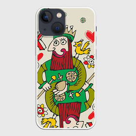 Чехол для iPhone 13 mini с принтом Червовый король в Курске,  |  | 14 февраля | love | влюбленные | карты | королева | король | лав | любовь | пара | парные | подарок