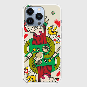 Чехол для iPhone 13 Pro с принтом Червовый король в Курске,  |  | Тематика изображения на принте: 14 февраля | love | влюбленные | карты | королева | король | лав | любовь | пара | парные | подарок
