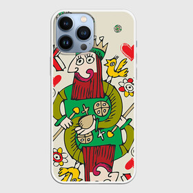 Чехол для iPhone 13 Pro Max с принтом Червовый король в Курске,  |  | Тематика изображения на принте: 14 февраля | love | влюбленные | карты | королева | король | лав | любовь | пара | парные | подарок
