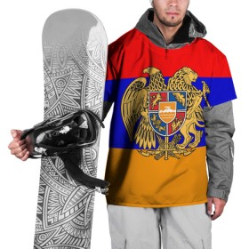 Накидка на куртку 3D с принтом Герб и флаг Армении в Курске, 100% полиэстер |  | Тематика изображения на принте: armenia | армения | герб | флаг