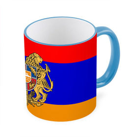 Кружка 3D с принтом Герб и флаг Армении в Курске, керамика | ёмкость 330 мл | Тематика изображения на принте: armenia | армения | герб | флаг