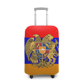 Чехол для чемодана 3D с принтом Герб и флаг Армении в Курске, 86% полиэфир, 14% спандекс | двустороннее нанесение принта, прорези для ручек и колес | armenia | армения | герб | флаг