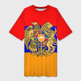 Платье-футболка 3D с принтом Герб и флаг Армении в Курске,  |  | armenia | армения | герб | флаг