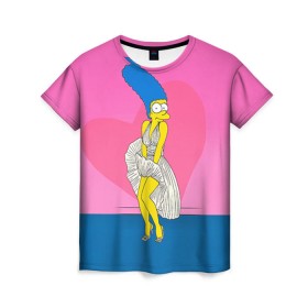 Женская футболка 3D с принтом Мардж в Курске, 100% полиэфир ( синтетическое хлопкоподобное полотно) | прямой крой, круглый вырез горловины, длина до линии бедер | 14 февраля | love | влюбленные | лав | любовь | мардж | пара | парные | парные вещи | подарок | симпсон
