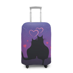 Чехол для чемодана 3D с принтом Котик и киска в Курске, 86% полиэфир, 14% спандекс | двустороннее нанесение принта, прорези для ручек и колес | с котами
