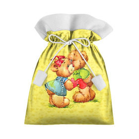 Подарочный 3D мешок с принтом Влюбленные мишки в Курске, 100% полиэстер | Размер: 29*39 см | Тематика изображения на принте: 14 февраля | bear | love | teddy | валентин | влюбленный | любовь | милый | мишка | рисунок | сердечко | сердце
