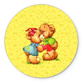 Коврик круглый с принтом Влюбленные мишки в Курске, резина и полиэстер | круглая форма, изображение наносится на всю лицевую часть | 14 февраля | bear | love | teddy | валентин | влюбленный | любовь | милый | мишка | рисунок | сердечко | сердце
