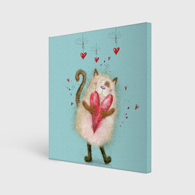 Холст квадратный с принтом Котик в Курске, 100% ПВХ |  | 14 февраля | bear | love | teddy | валентин | влюбленный | киска | кот | котик | любовь | милый | рисунок | сердечко | сердце