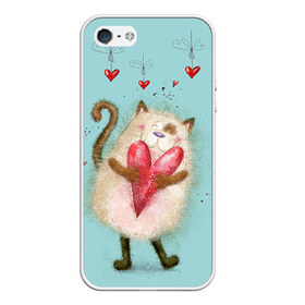 Чехол для iPhone 5/5S матовый с принтом Котик в Курске, Силикон | Область печати: задняя сторона чехла, без боковых панелей | 14 февраля | bear | love | teddy | валентин | влюбленный | киска | кот | котик | любовь | милый | рисунок | сердечко | сердце