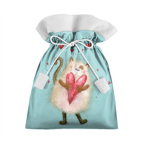 Подарочный 3D мешок с принтом Котик в Курске, 100% полиэстер | Размер: 29*39 см | 14 февраля | bear | love | teddy | валентин | влюбленный | киска | кот | котик | любовь | милый | рисунок | сердечко | сердце